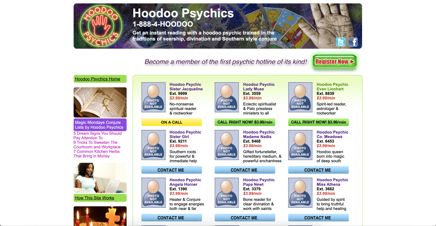 hoodoopsychics.com ( HTML / CSS / Vanila JS)